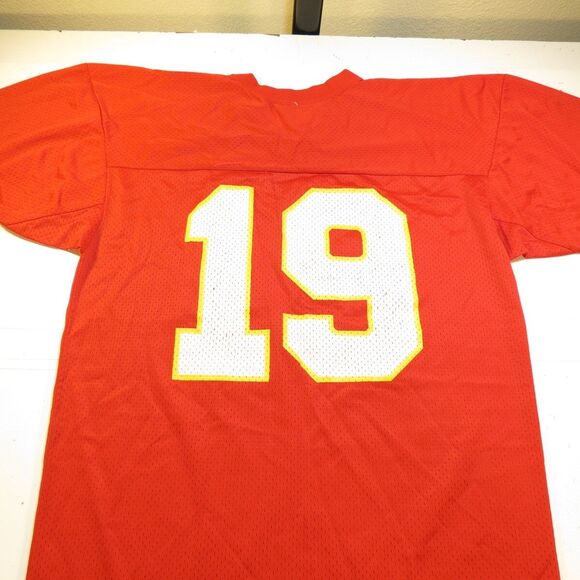 KANSAS CITY CHIEFS THROWBACK FOOTBALL JERSEY CHAMPION  Mens 44 #19 Joe Montana - Picture 4 of 5